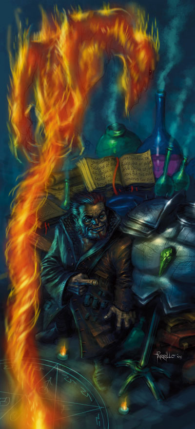 Gnome artificer binding a fire Élémentaire Gnome artificer binding a fire Élémentaire