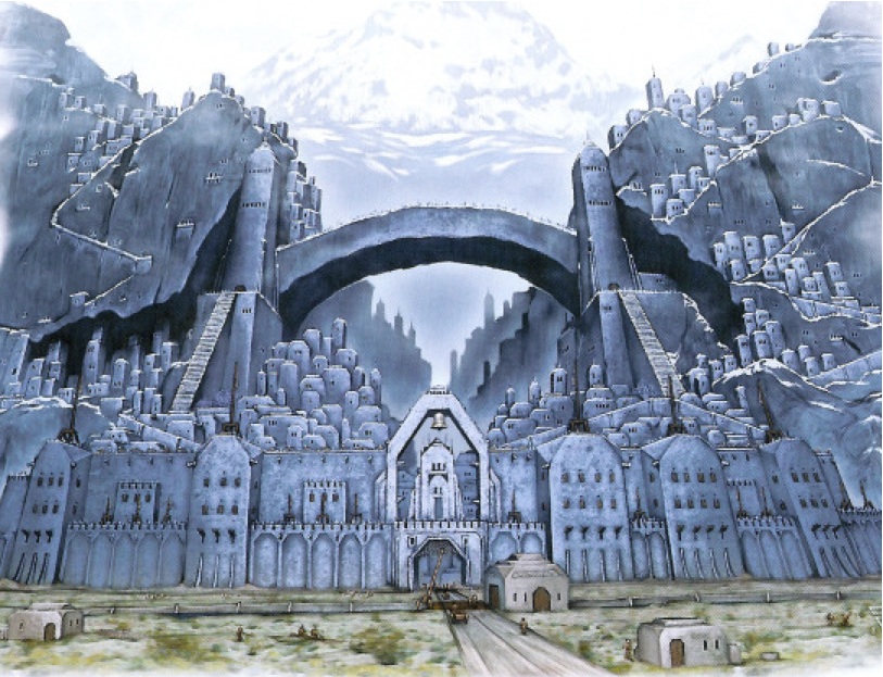 L'imposante entrée de la porte de Korunda, une cité-bastion construite par les Nains des Monts Ferreux