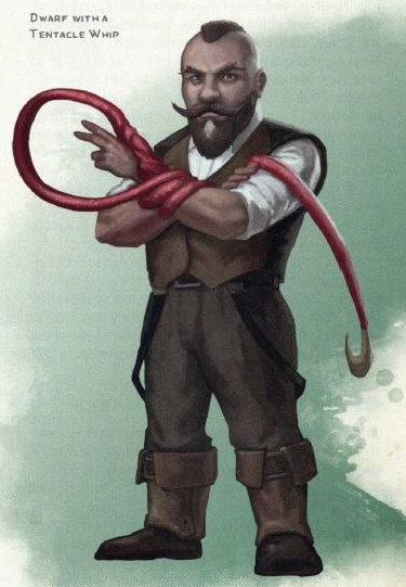 Un Nain moderne avec une tentacule symbiote