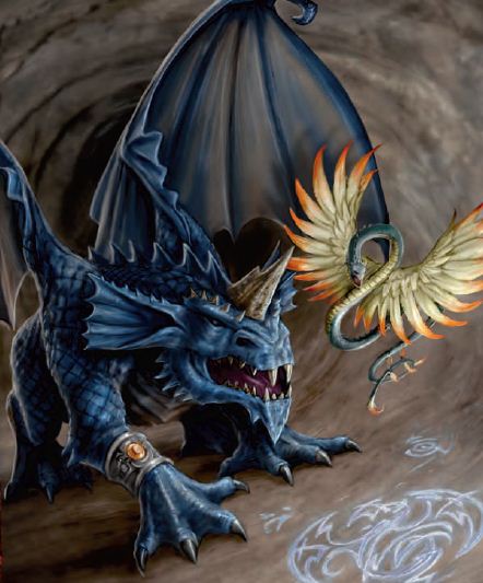  200px | ]]
caption = The [[Dragon]] Ourelonastrix and the [[Couatl]] [[Hezcalipa]] discover the [[Prophétie Draconique]]
name = Ourelonastrix
^Genre = Male
^Race = [[Dragon|Blue Dragon]]
death = Presumably during the [[Âge des Démons]]

**Ourelonastrix** was a powerful [[Dragon]] prophet of the [[Âge des Démons]].

====== Histoire ======
Ourelonastrix is credited by the [[Dragons]] of [[Argonnessen]] for the discover of the [[Prophétie Draconique]] during the [[Âge des Démons]]. Along with the [[Couatl]] [[Hezcalipa]], Ourelonastrix helped bind the [[maitres_demoniaques]].

His students passed on the secrets of Draconique magic to the first [[Géants]] of [[Xen'drik]] during the [[Âge des Géants]]. After the [[Dragons]] of the [[Lumière de Siberys]] razed the continent of [[Xen'drik]], the [[Dragons]] of [[the Conclave]] of [[Argonnessen]] refered to inducting the ancient [[Géants]] of [[Xen'drik]] in the great mysteries of arcane magic as //kurash Ourelonastrix //([[Aureon|Aureon's]] Folly).

Some scholars suggest he is the origin of the myths of [[Aureon]], the Sovereign of Law and Lore of the [[Légion Souveraine]].

====== Notes ======
[[Ourelonastrix]] may have first learned magic from the [[maitres_demoniaques|Overlord]] [[Bel Shalor]] who in turn may have Inspiré some myths of [[L'Ombre]], the Sovereign of Magic and Mayhem of [[Les Sombres Six]]. He presumably first embodied the sovereign archetype of the loredrake among the [[dragons|Draconique]] devotees of [[Thir]].

====== References ======

{{tag>["Dragons"]